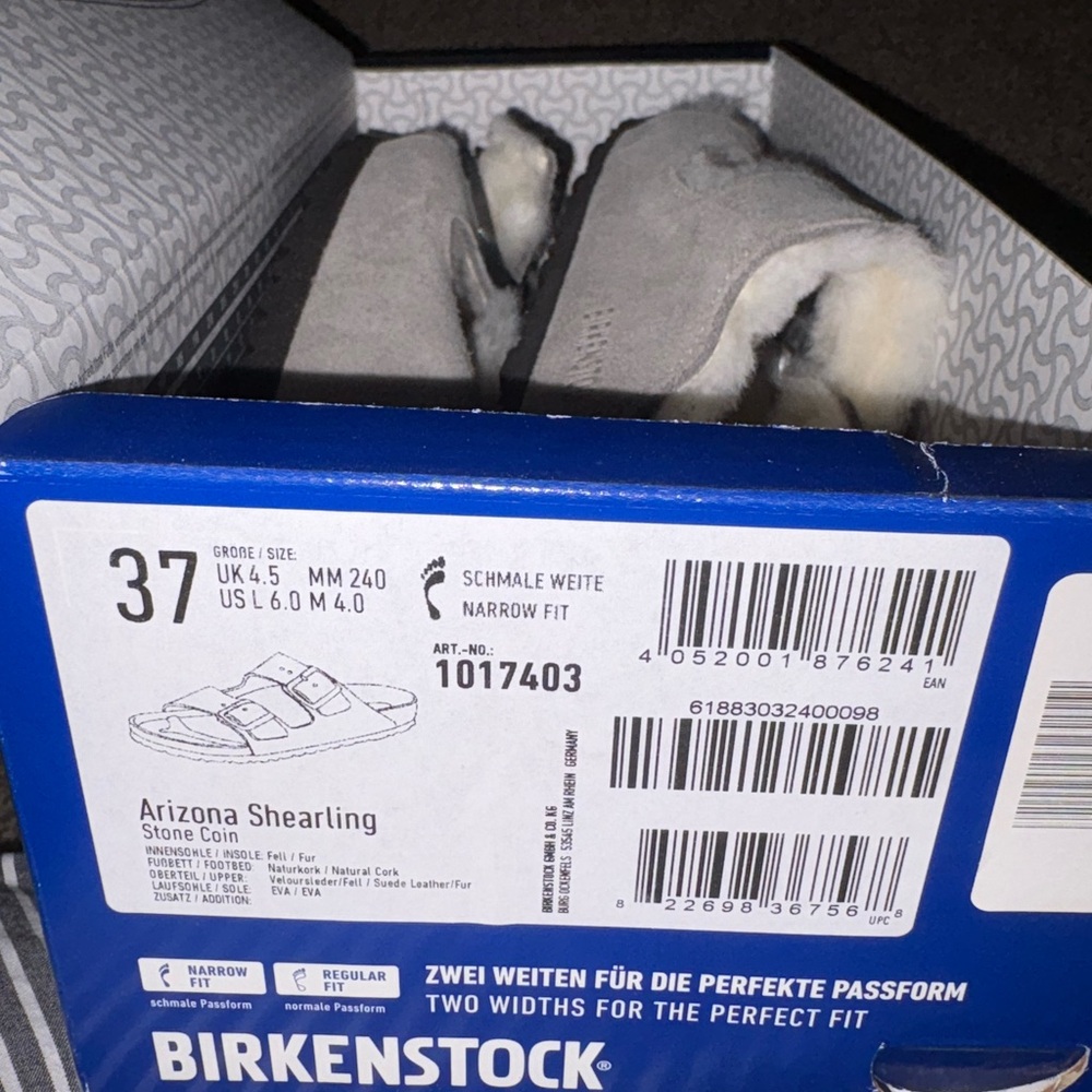 Birkenstock Arizona Shearling in Stone Gray